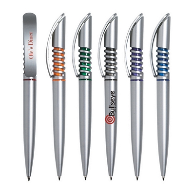 Customized Spiral Cap Action Retractable Pen Promotional Plastic Pens: Customized Spiral Cap Action Retractable Pen
