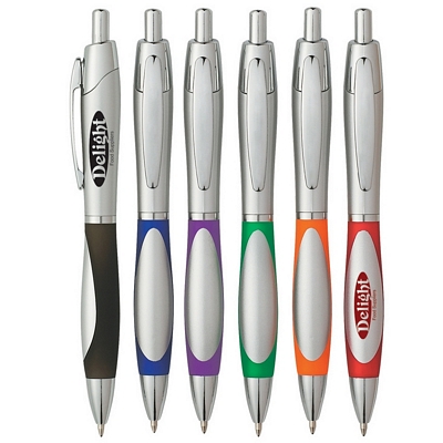 Customized Sierra Silver Retractable Pen Promotional Plastic Pens: Customized Sierra Silver Retractable Pen