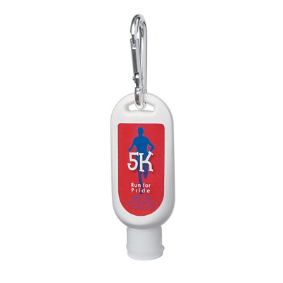 Promotional Sunscreen Bottles: Customized 1.5 oz. Sunscreen With Carabiner