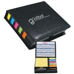 Promotional Memo Pad Holders: Customized Square Leather look case of Sticky Notes with Calendar and Pen