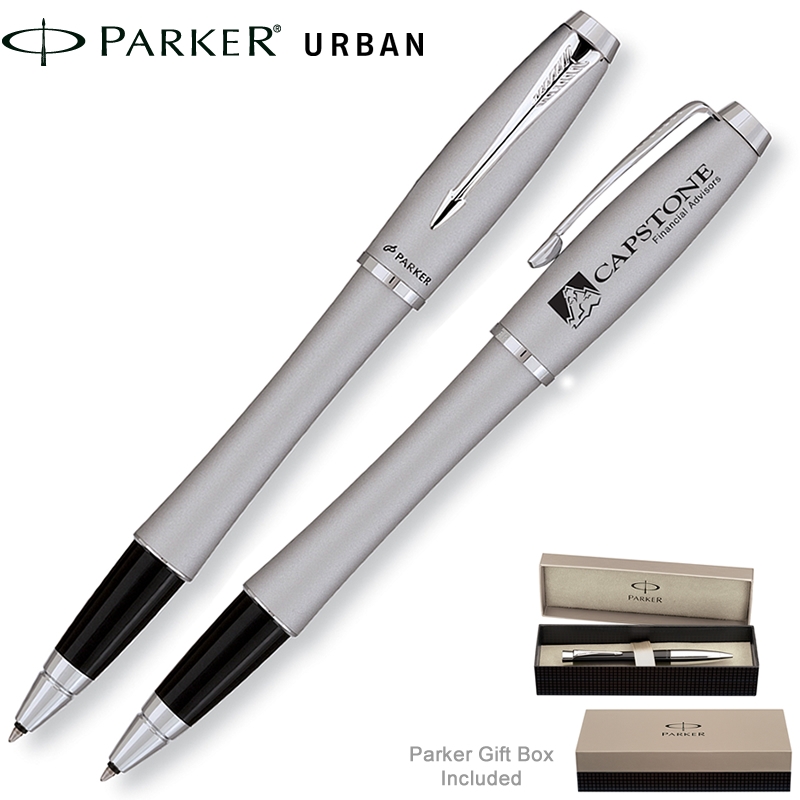 Promotional Parker Urban Silver CT Roller Ball Pen Customized Executive TwoPart Roller Ball