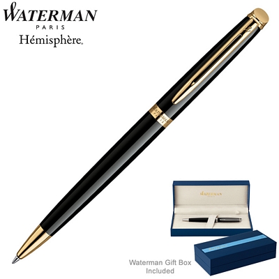 Customized Waterman Hemisphere Black GT Ballpoint Pen