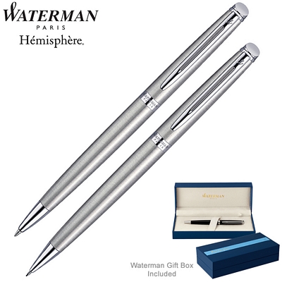 Promotional Waterman Hemisphere Stainless CT Pen & Pencil Set Customized Waterman Hemisphere Stainless CT Pen & Pencil Set