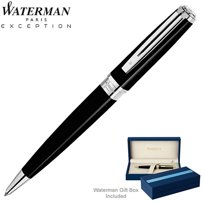 Customized Waterman Exception Slim Black ST Ballpoint Pen