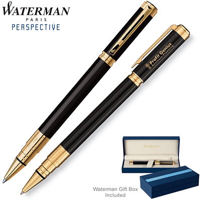 Customized Waterman Perspective Black GT Roller Ball Pen