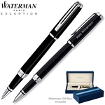 Customized Waterman Exception Slim Black ST Roller Ball Pen