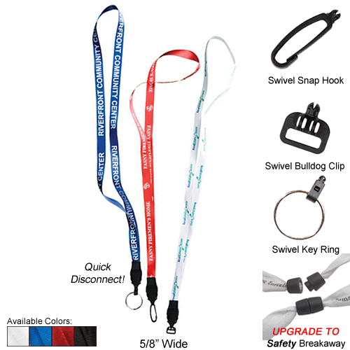 Promotional 5/8" Satin Lanyard with Plastic Quick Disconnect
