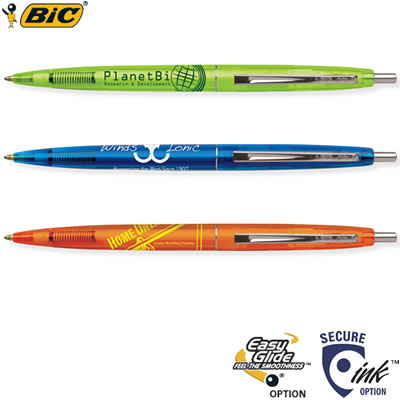 Customized Pens: BIC Clic Clear Pens with Chrome Trim