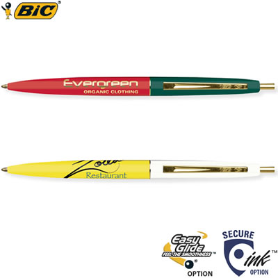 Customized Pens: BIC Clic Pen with Gold Trim