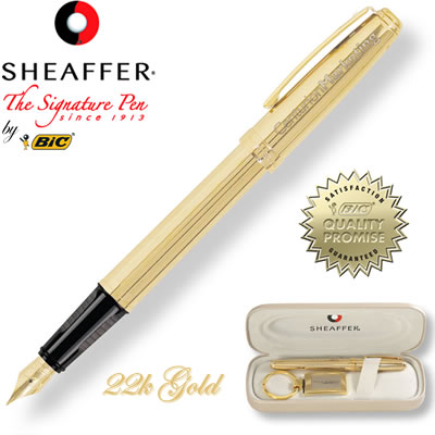 Promotional Pen: Sheaffer Prelude Fluted 22K Gold Fountain Pen Customized Pens: Sheaffer Prelude Fluted 22K Gold Fountain Pen