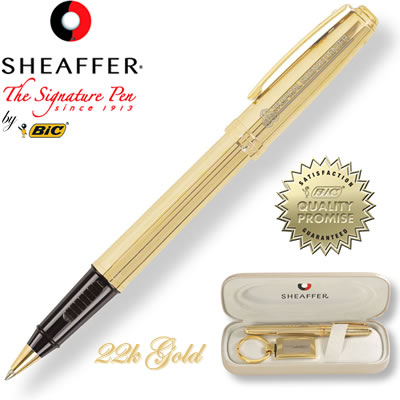 Promotional Pen: Sheaffer Prelude 22K Gold Fluted Roller Ball Pen Customized Pens: Sheaffer Prelude 22K Gold Fluted Roller Ball Pen