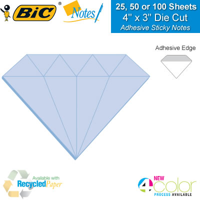 promotional bic sticky notes 4 x 3 diamond adhesive die cut sticky